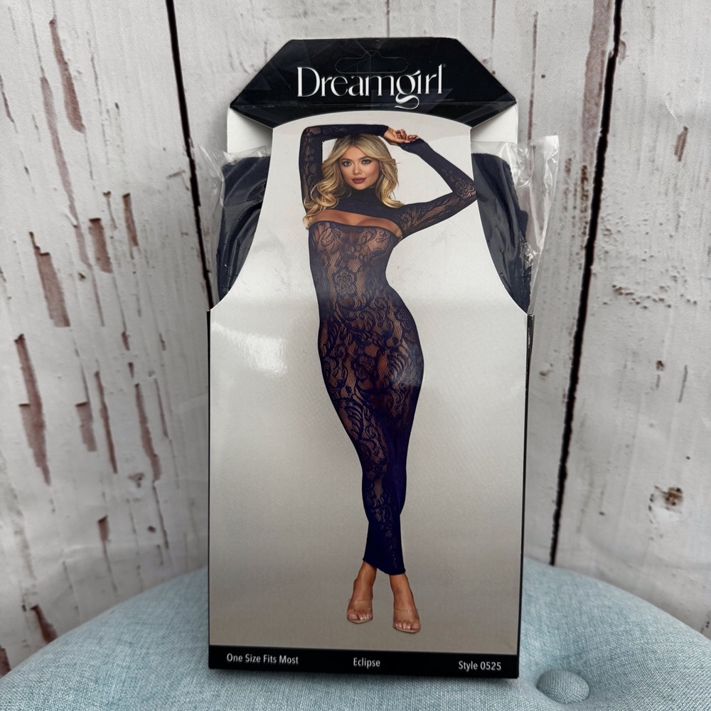 Dreamgirl Eclipse Lace Bodystocking Midnight Blue Dress One Size